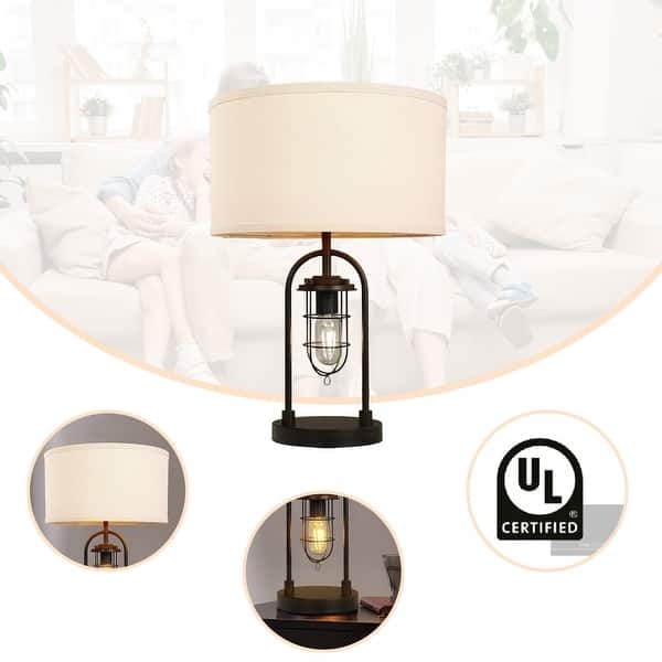 Table Lamp Set Modern Silver Dual Light with Nightlight Base