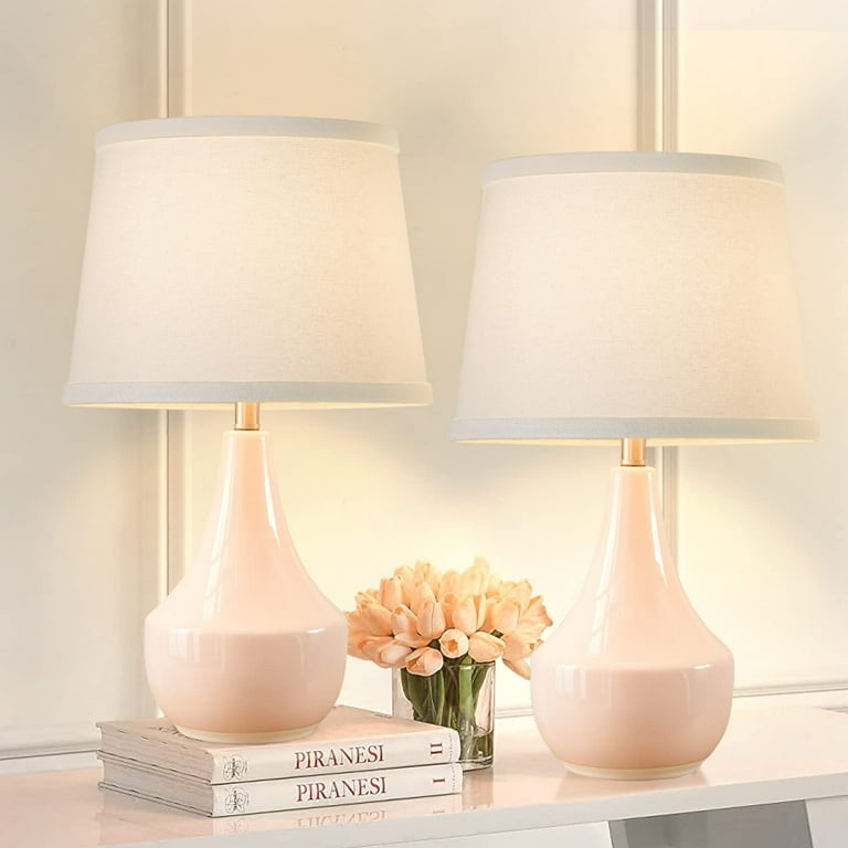 Table Lamp Set of 2 Ceramic Tapered Base Glossy Finish Nursery Decor
