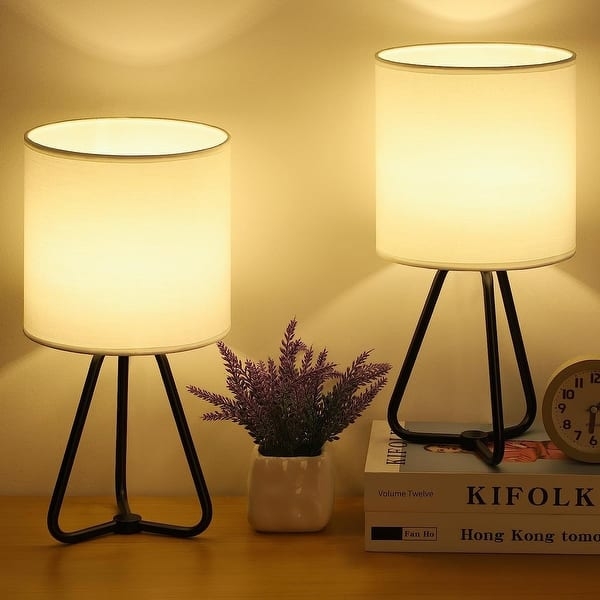 Table Lamp Set Polished Silver Open Frame Base Gray Drum Shade