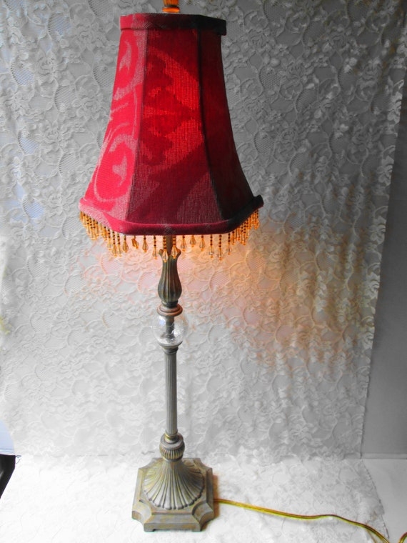 Table Lamp Set Tall Bohemian Candlestick Silhouette Beaded Fringe