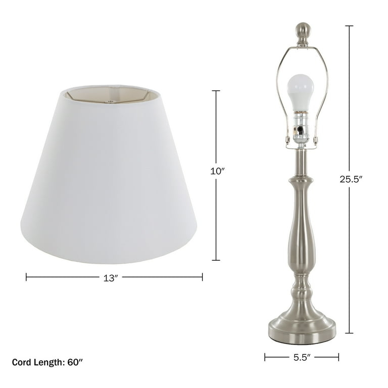Table Lamp Set, Traditional Baluster Silhouette in Silver Finish