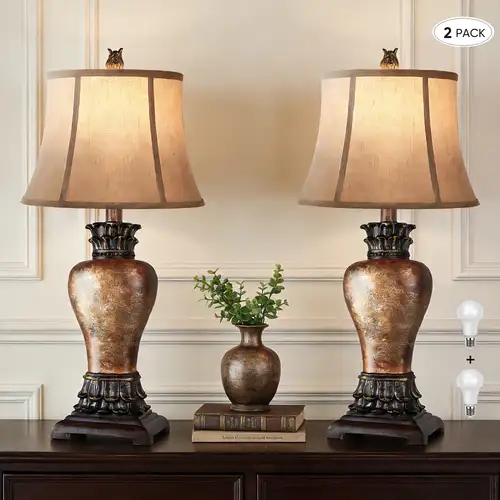 Table Lamp Set Tribal Pattern Rectangular Bases Southwestern Decor