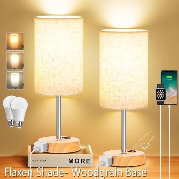 Table Lamp Set Tripod Silhouette Base Mounted Outlet Matte Black