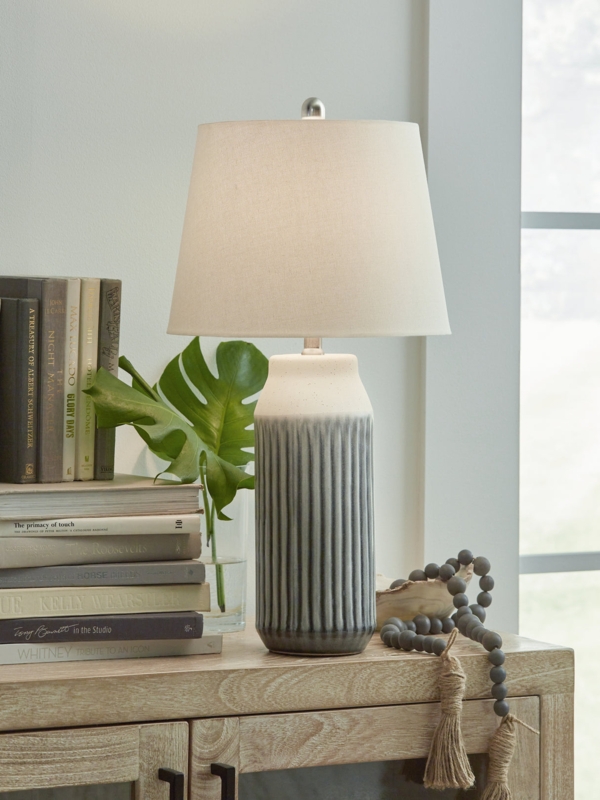 Table Lamp Set Two Tone Ceramic Base Coastal Modern Lighting