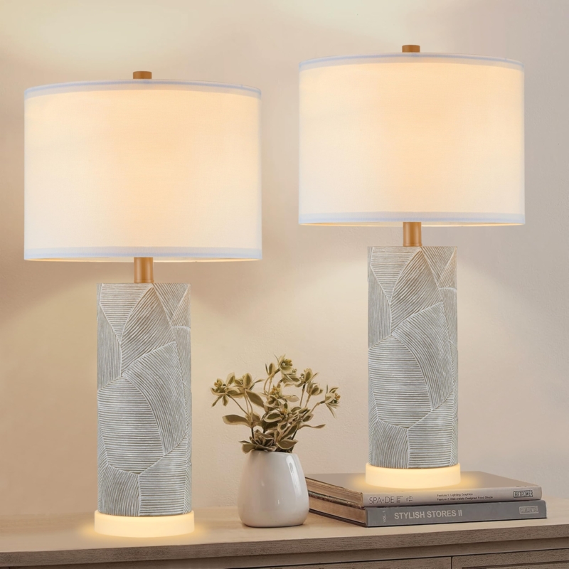 Table Lamp Set Weathered Spindle Farmhouse Rustic Farmhouse Table Lamp Set