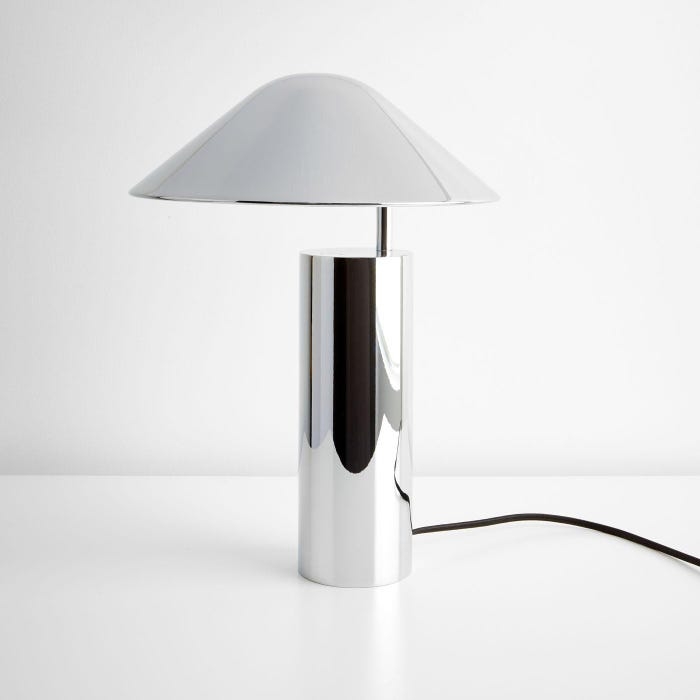 Table Lamp Sleek All-Metal Chrome Mushroom Dome Shade