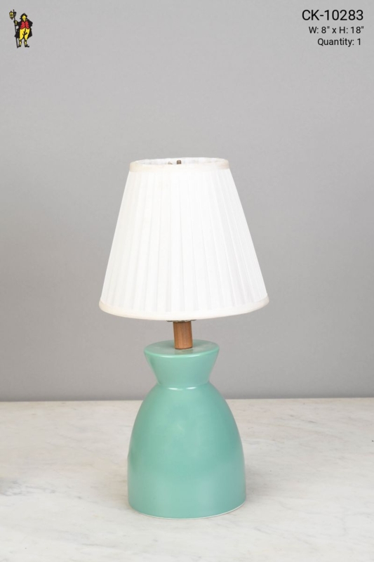Table Lamp Small Scale Ribbed Glass Base Tapered Shade