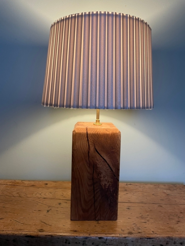 Table Lamp Solid Wood Block Base Exposed Grain Earthy Style