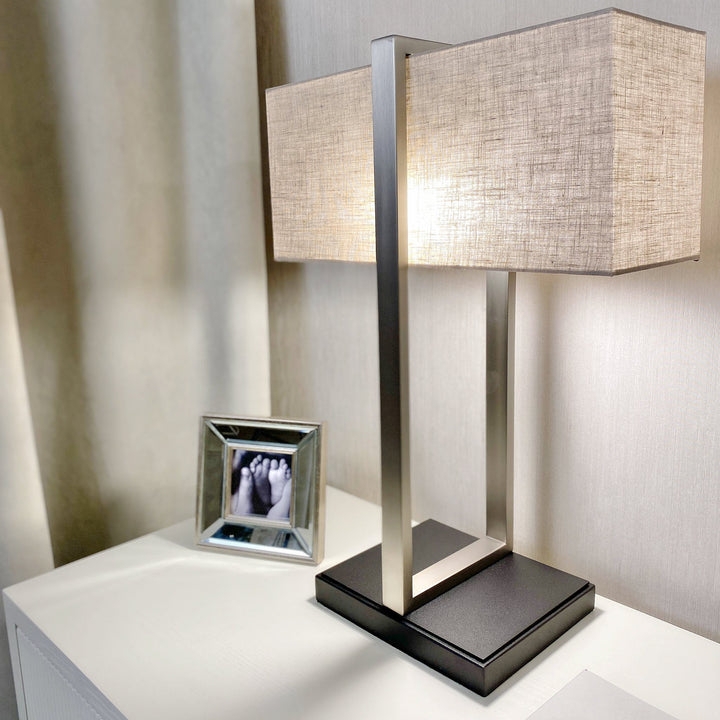Table Lamp, Sophisticated Glam with Twin Frame Base.