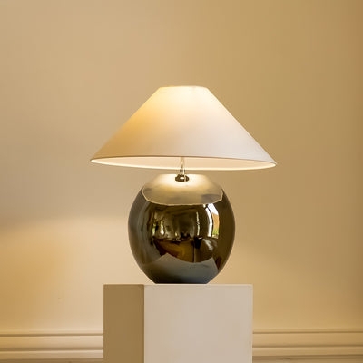 Table Lamp Space Age Polished Chrome Dome Shade Flared Base