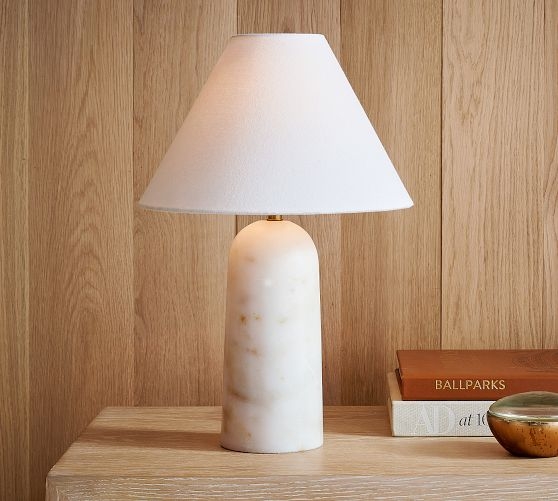 Table Lamp Spherical Marble Base Veined Stone, Spherical Stone Lamp Base
