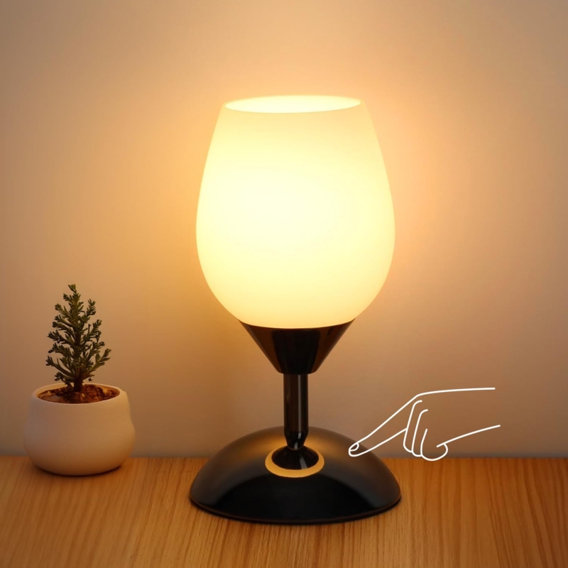 Table Lamp Spherical Opal Shade Silver Base Frosted Globe Light