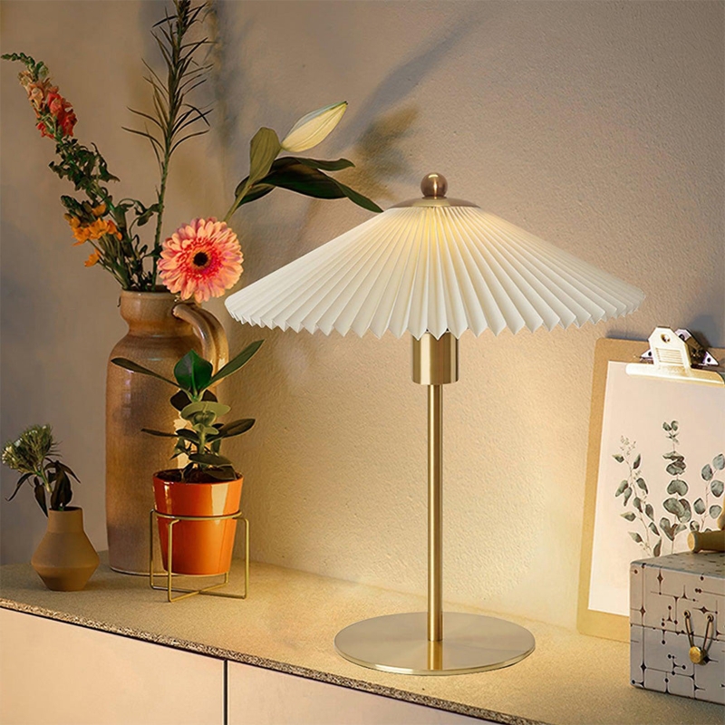 Table Lamp Spherical Wood Neck Pull Chain Mid-Century Tapered Shade