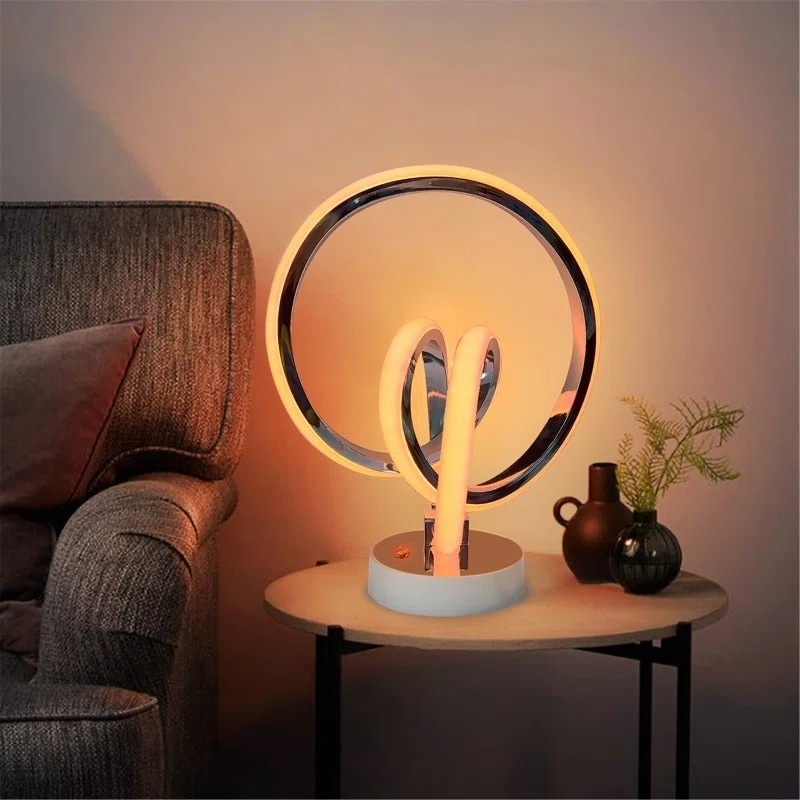 Table Lamp Spiral Form RGB Lighting Matte White