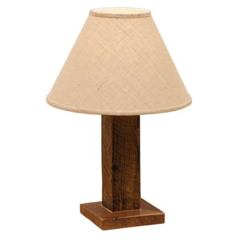 Table Lamp Square Shade Distressed Block Base Farmhouse Style