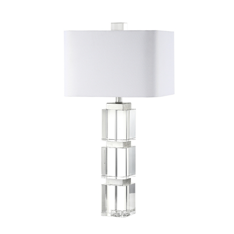 Table Lamp Stacked Faceted Crystal Spheres Polished Base Glam Lighting