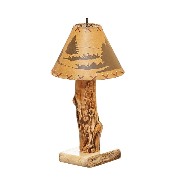 Table Lamp Stacked Wood Design Log Base Country Cottage Decor