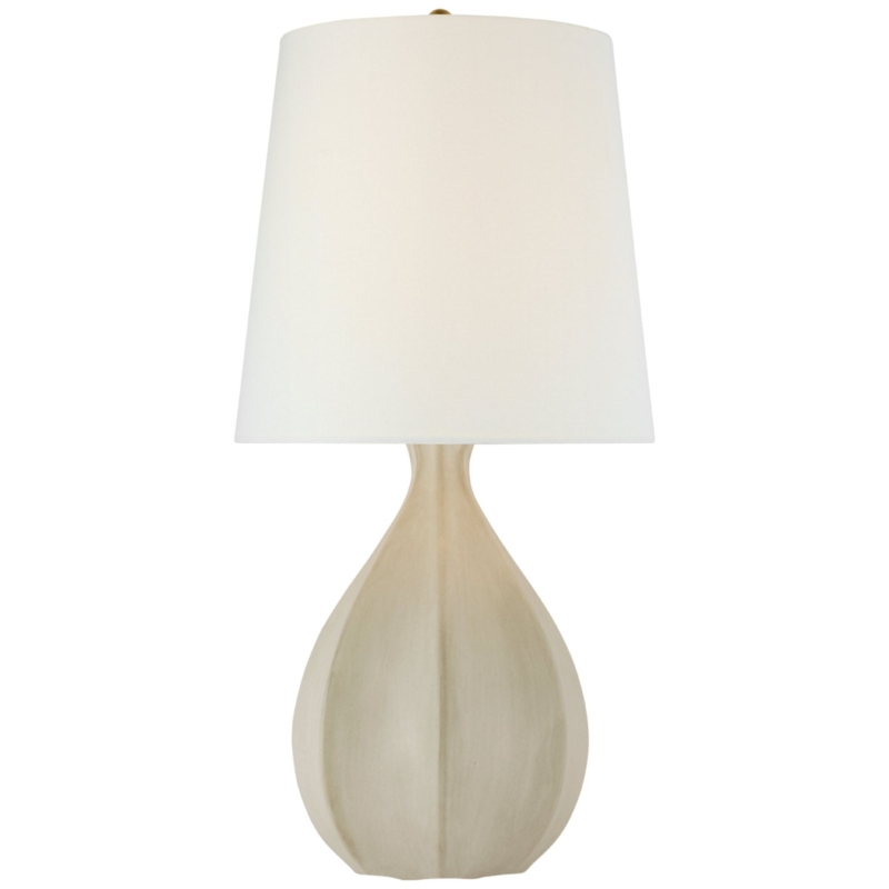Table Lamp: Stone White Sculptural Base, Organic Textured Lighting Accent