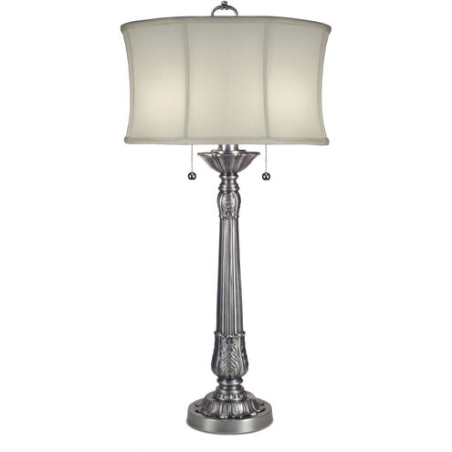 Table Lamp Tall Sculptural Metal Base Cream Tapered Shade