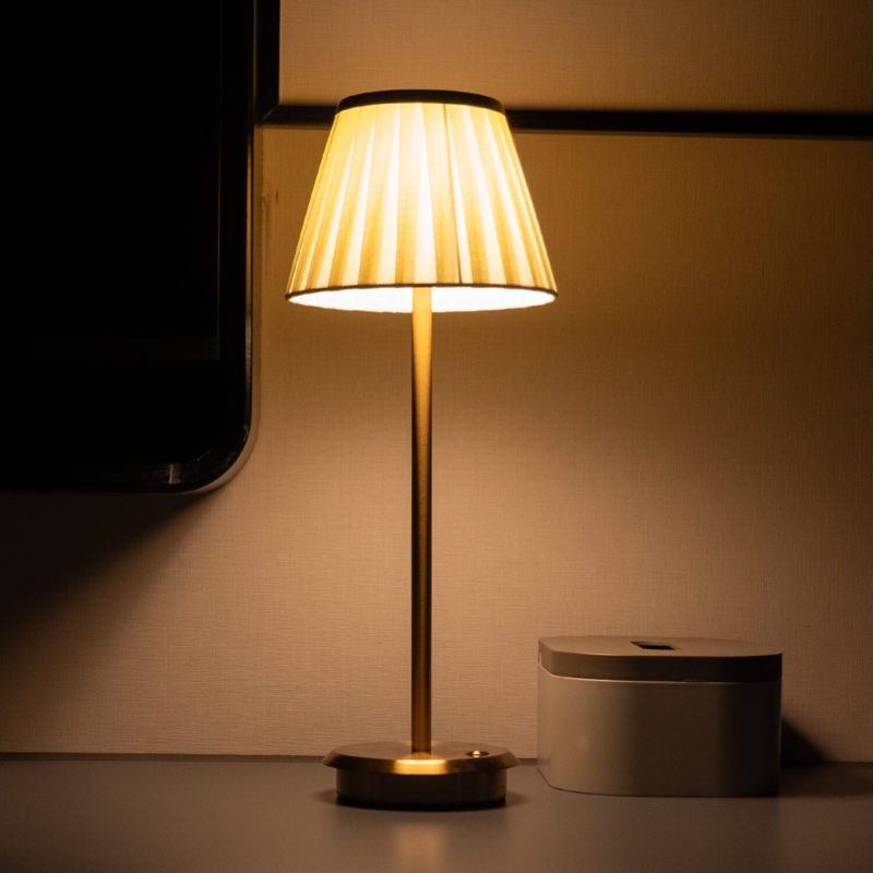 Table Lamp Tall Shade Gold Base Slim Stem Contemporary Decor