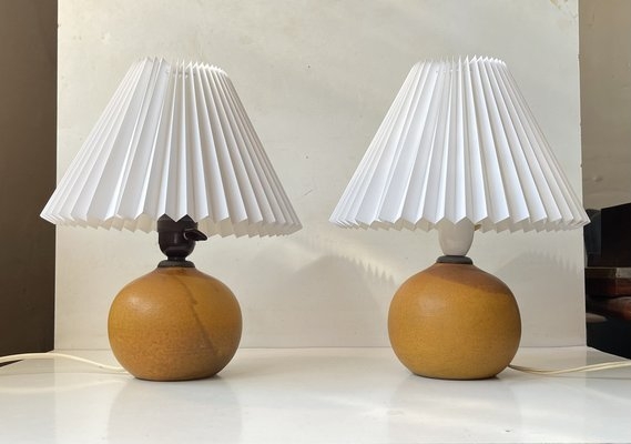 Table Lamp Tangerine Orange Ceramic Pedestal Base White Globe Retro