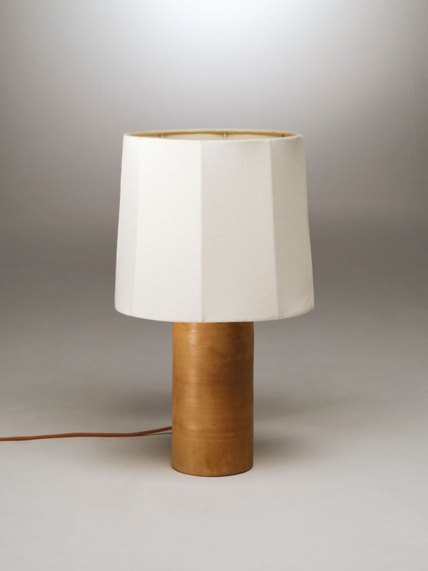 Table Lamp Tapered Base Pitted Texture Oversized Linen Drum Shade