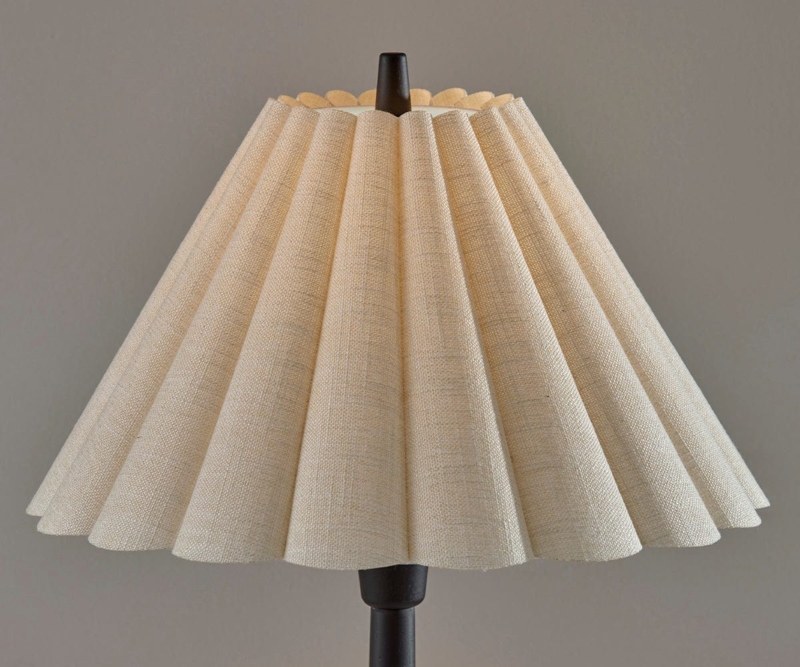 Table Lamp: Tapered Wood Base, Scalloped Shade, Tapered Wood Base Lamp