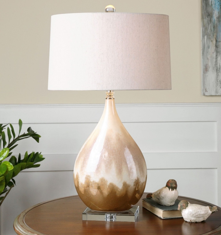Table Lamp Teardrop Base Crackle Glaze Contemporary Ceramic
