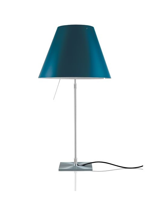 Table Lamp Telescopic Stem Petroleum Blue Shade Conical Shape