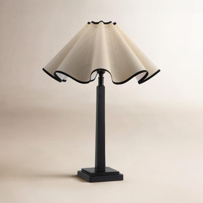 Table Lamp Textured Charcoal Base Rustic Rattan Shade