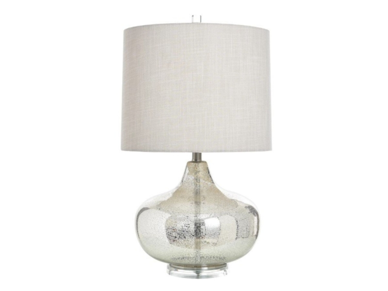 Table Lamp Textured Mercury Glass Pedestal Base Elegant Light