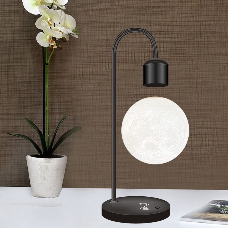 Table Lamp Textured Moon Orb Magnetic Levitation Futuristic Floating