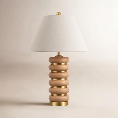 Table Lamp Textured Urn Base Charcoal Linen Drum Shade Rustic Modern
