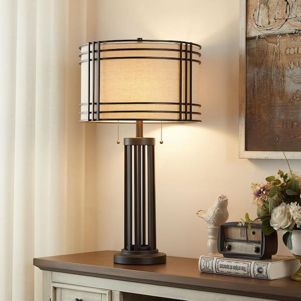 Table Lamp Tiered Dual Shade Extra Tall Pull Chain Operation