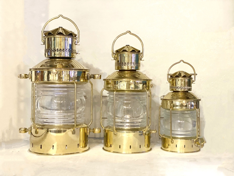 Table Lamp Traditional Coastal Brass Lantern Base Linen Fabric Shade