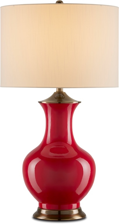 Table Lamp Transitional Gourd Base Glossy Ceramic Cream Shade