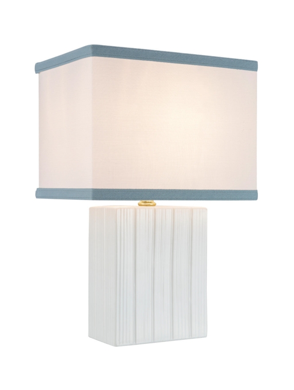 Table Lamp, Transitional Ivory Ceramic Base with Narrow Profile.