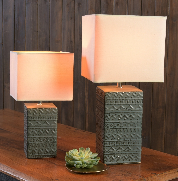 Table Lamp Translucent Block Base Geometric Architectural Table Light