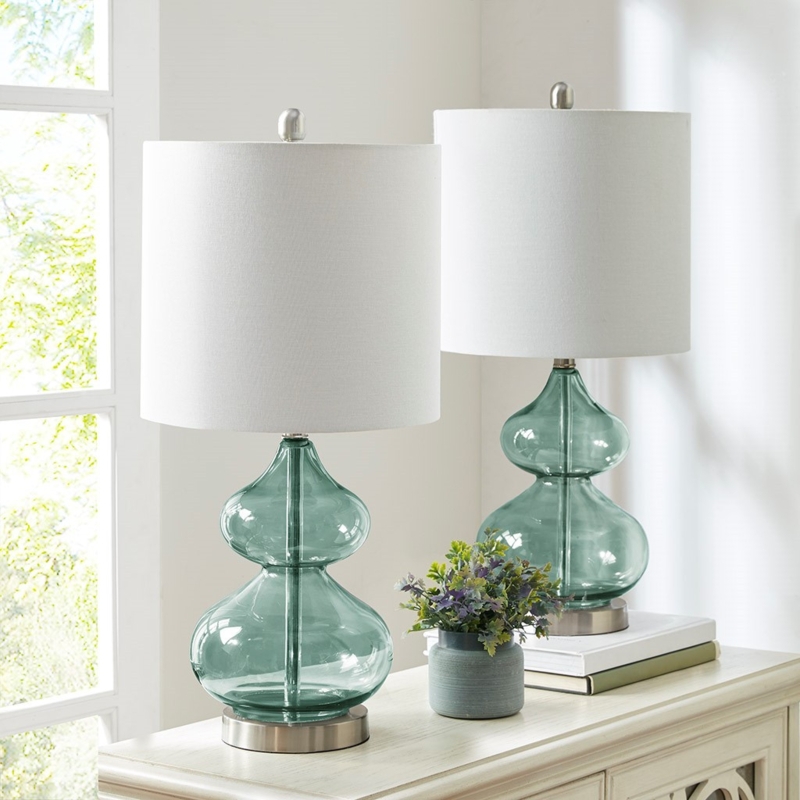 Table Lamp Translucent Glass Coastal Contemporary.