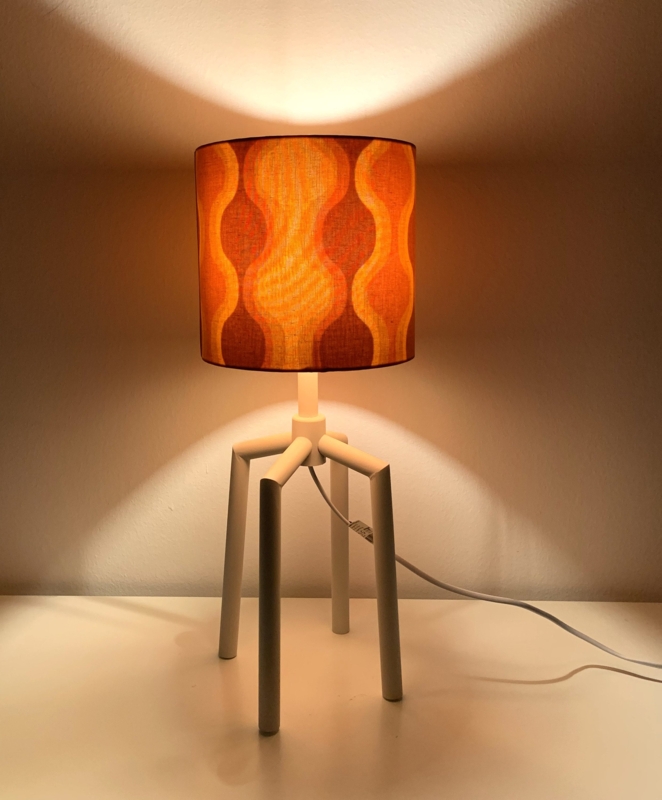 Table Lamp: Translucent Orange Mushroom with Retro Glossy Finish