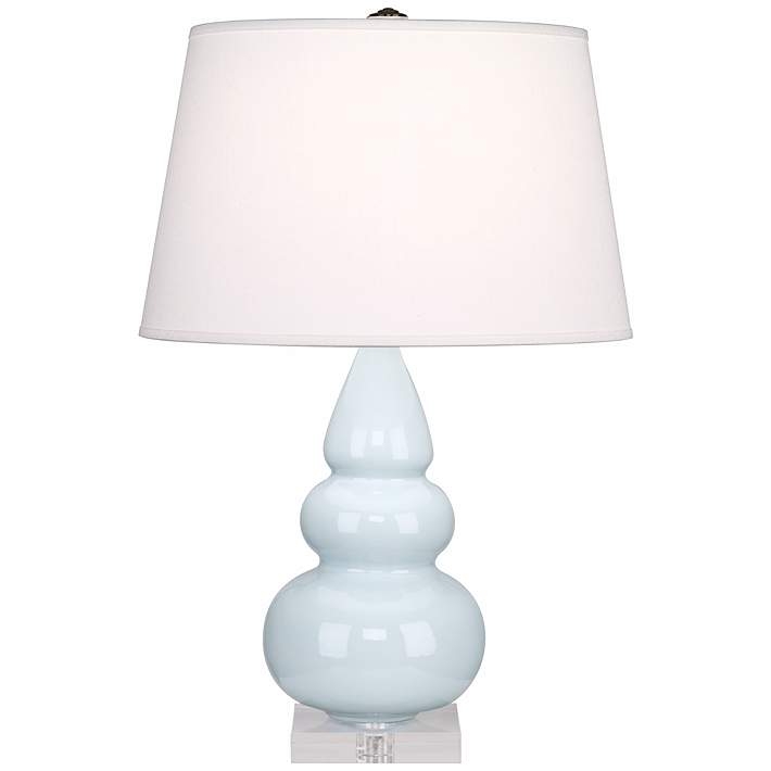 Table Lamp, Triple Gourd Base, Light Blue Ceramic, Acrylic Stand