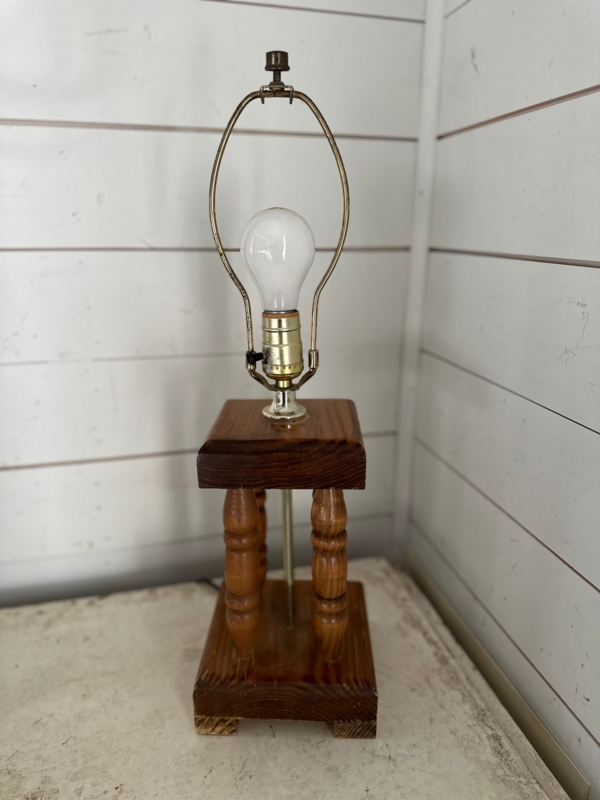 Table Lamp Trophy Style Turned Base Brass Accents Vintage Finish