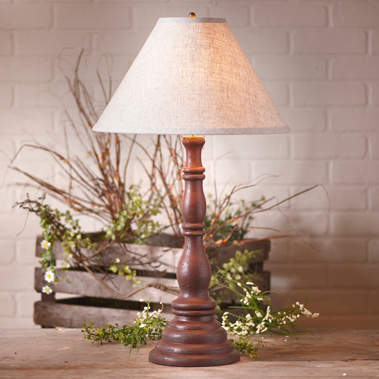 Table Lamp Turned Spindle Base Ball Finial Rustic Farmhouse Style