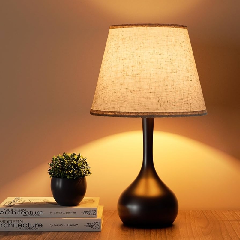 Table Lamp Turned Wood Base Farmhouse Bedside Lamp Styling