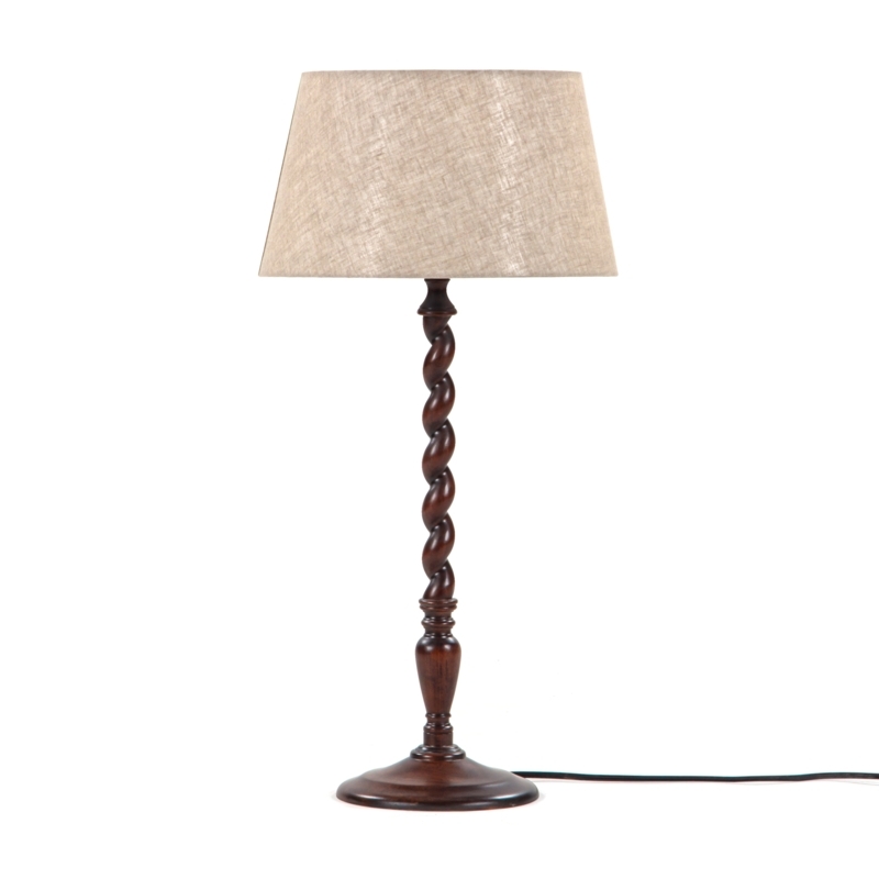 Table Lamp Twisted Wood Base Sculptural Mid-Century Modern