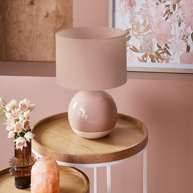 Table Lamp: Two-Tone Dipped Base, Speckled Stone Texture. Minimalist Decor.