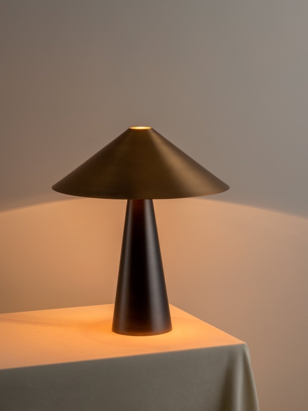 Table Lamp Two-Tone Metallic Finish Conical Shade Geometric Silhouette