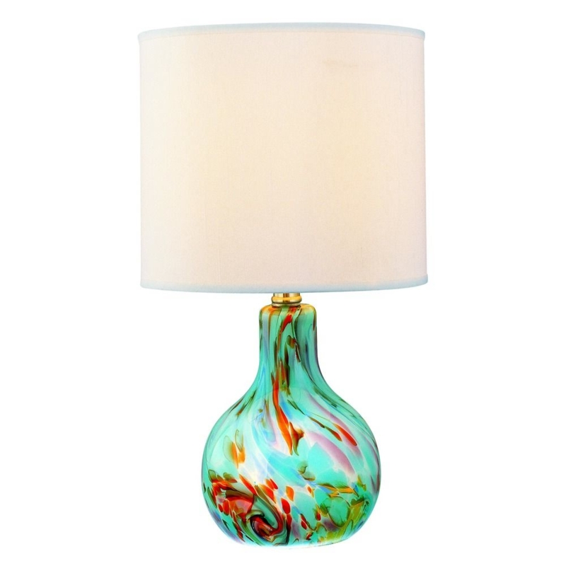 Table Lamp Vertical Ribbing Glass Base Contemporary Style