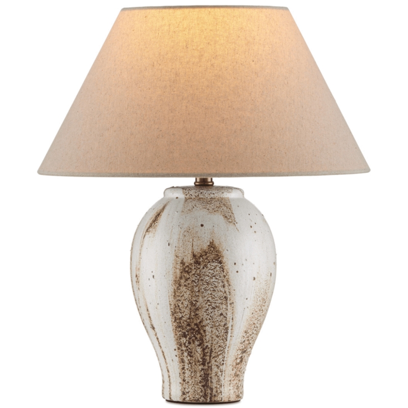 Table Lamp Vertical Ribbing Latte Finish Organic Modern Ceramic