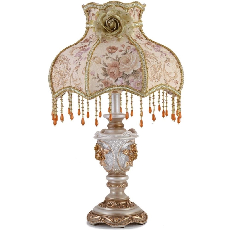 Table Lamp Victorian Stained Glass Shade Antique Baroque Base Ornate